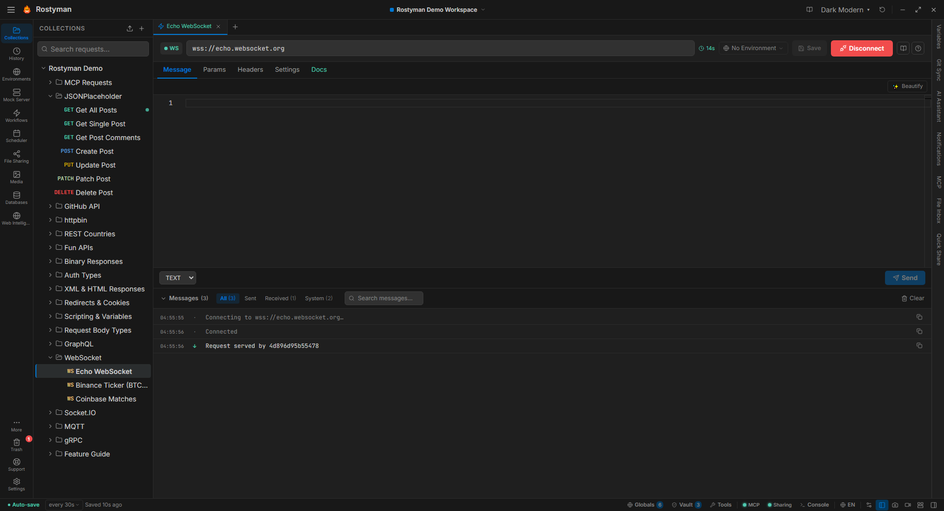Rostyman API testing — every protocol in one window